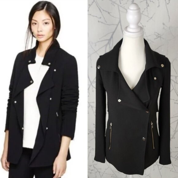 Wilfred Black Japanese Crepe Mayet Moto Jacket - Picture 1 of 10